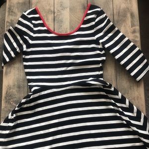 Black and white stripe fit and flare dress